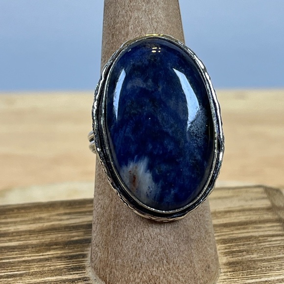 Hand Crafted Jewelry - GEMSTONE RING 925 SILVER OVERLAY CRAZY SODALITE SIZE 8.75